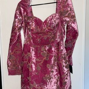 Lulu's Pink and Brown Long Sleeve Dress